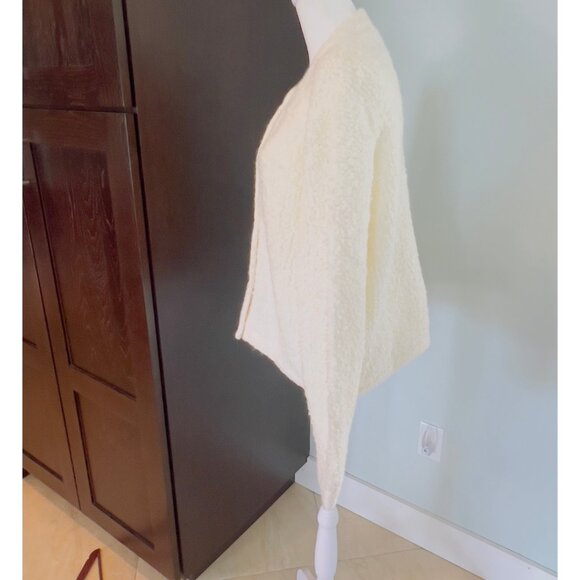 Talbots Ivory Bouclé Wool Blend Cardigan Sweater | Large - Picture 3 of 9